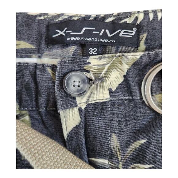 X-S-Ive mens shorts sz 32 leaf print belt - Picture 3 of 8